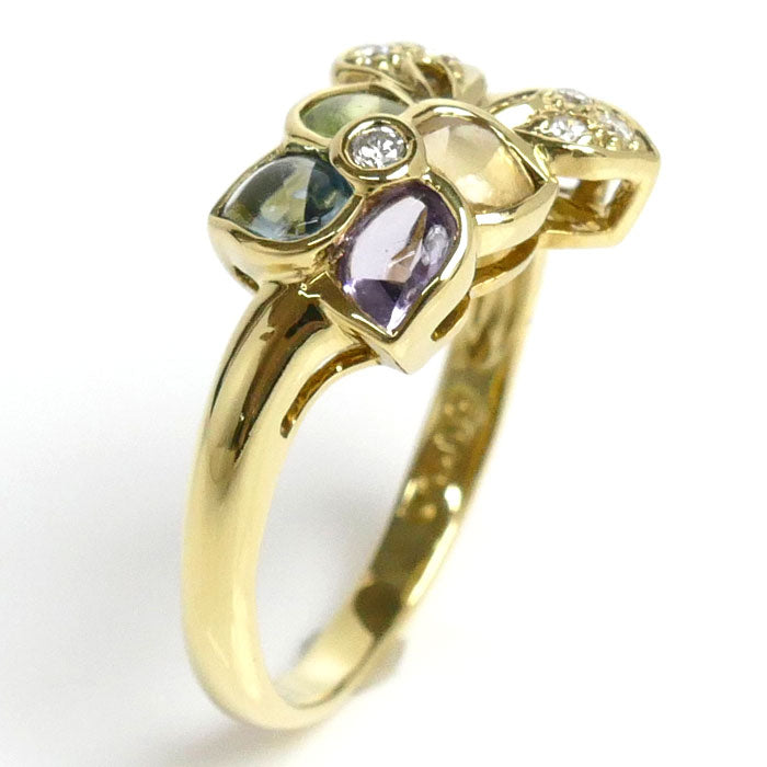 K18YG Gold Multi-Stone Diamond Ring