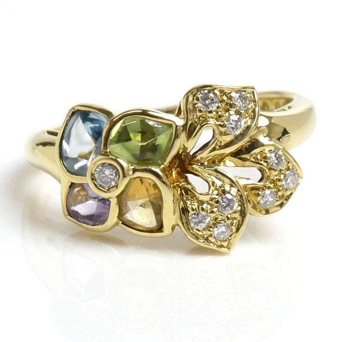 K18YG Gold Multi-Stone Diamond Ring