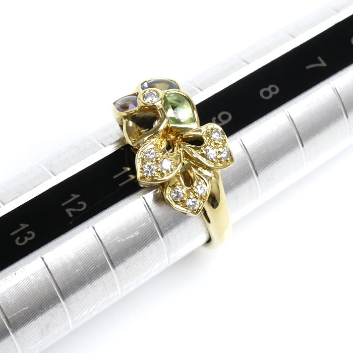 K18YG Gold Multi-Stone Diamond Ring