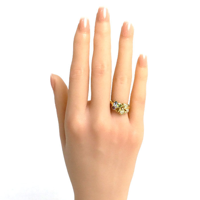 K18YG Gold Multi-Stone Diamond Ring