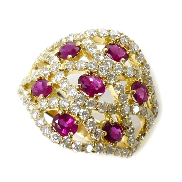 K18YG Yellow Gold Ruby Diamond Ring