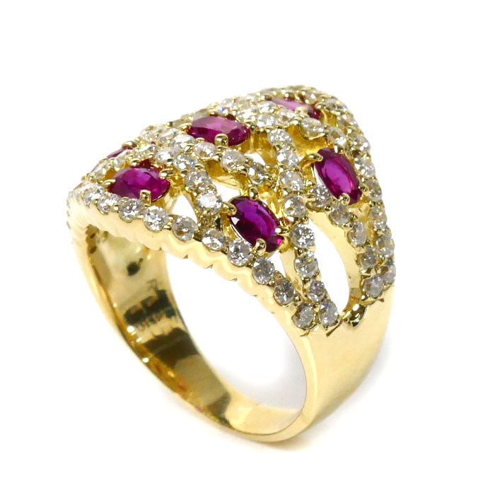 K18YG Yellow Gold Ruby Diamond Ring