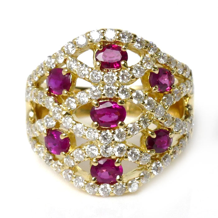 K18YG Yellow Gold Ruby Diamond Ring