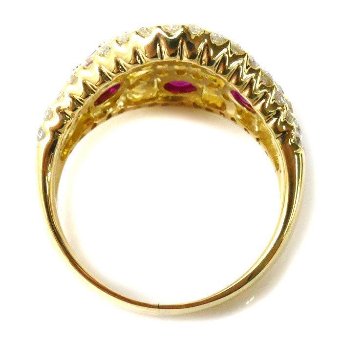 K18YG Yellow Gold Ruby Diamond Ring