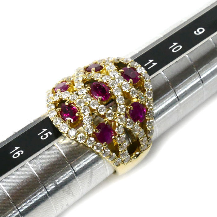 K18YG Yellow Gold Ruby Diamond Ring