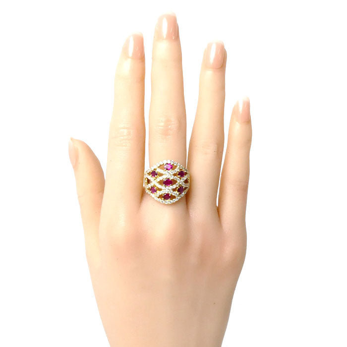 K18YG Yellow Gold Ruby Diamond Ring