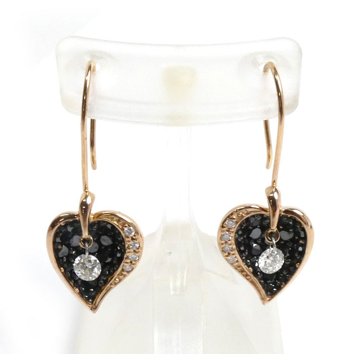 K18PG Pink Gold Diamond Heart Earrings