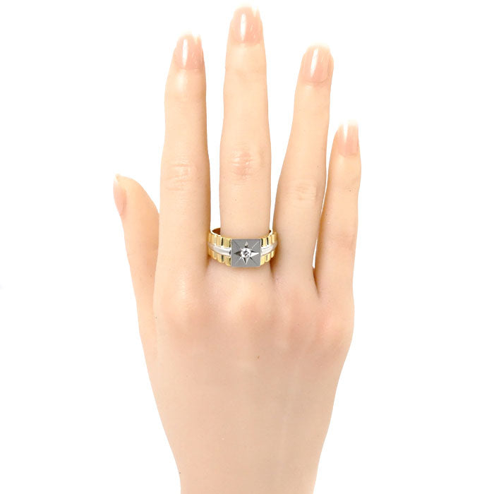 K18YG/Pt900 Diamond Ring 0.13ct