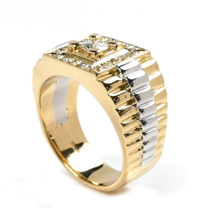 K18YG Yellow Gold Pt900 Platinum Diamond Ring