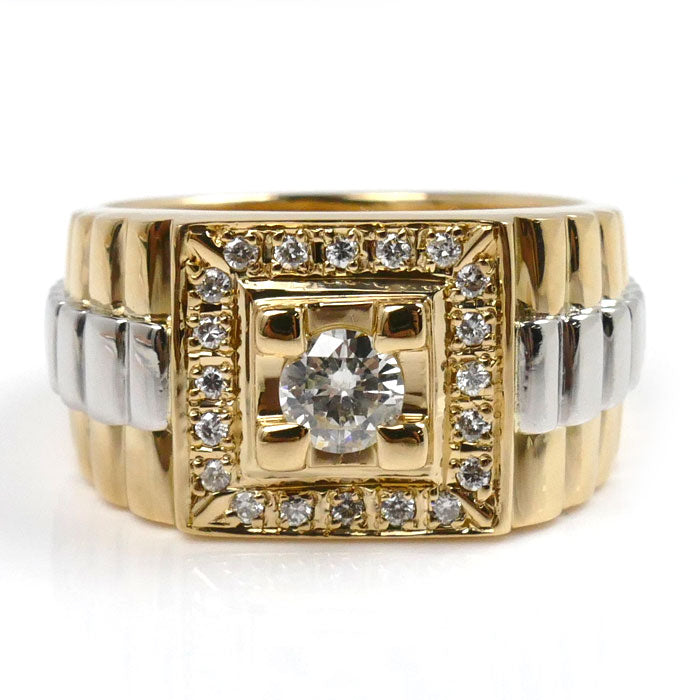 K18YG Yellow Gold Pt900 Platinum Diamond Ring