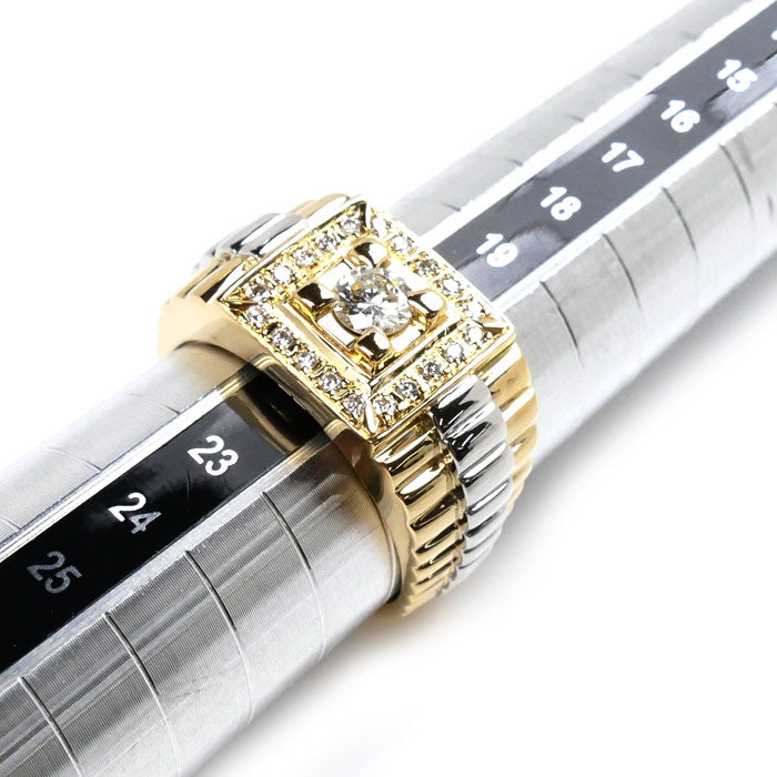 K18YG Yellow Gold Pt900 Platinum Diamond Ring