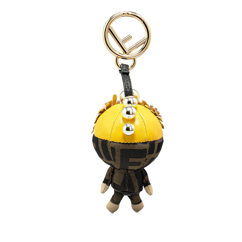 Fendi Zucca Space Monkey Bag Charm Key Holder Canvas Leather in Great Condition