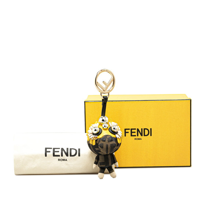 Fendi Zucca Space Monkey Bag Charm Key Holder Canvas Leather in Great Condition