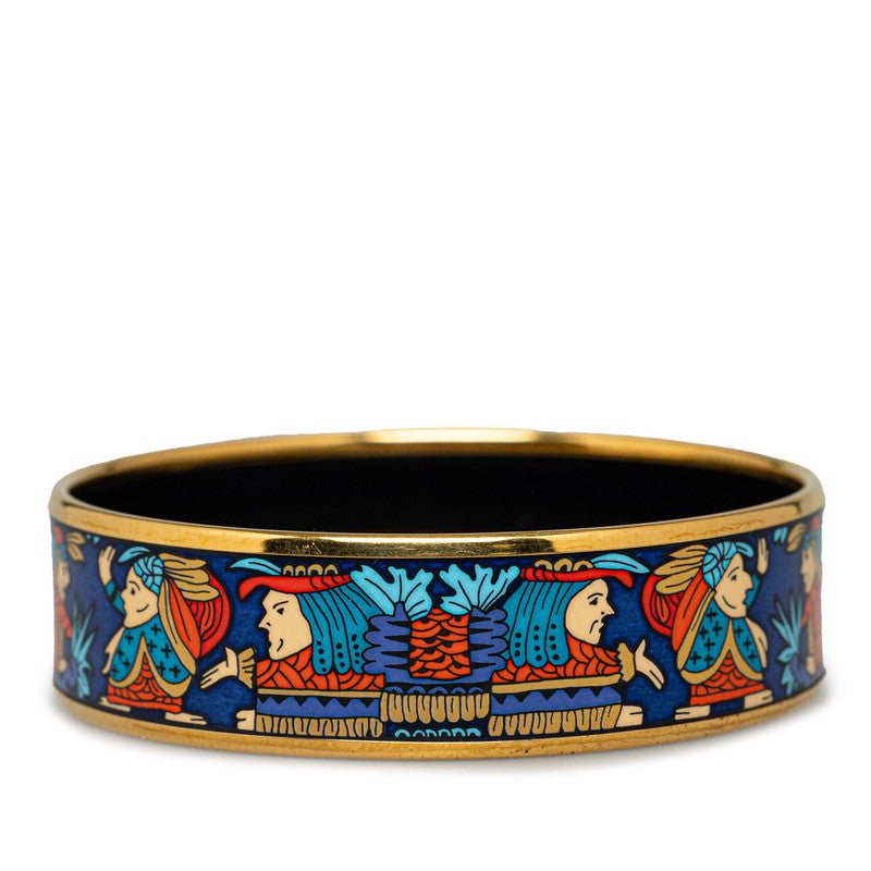 Hermes Enamel GM Indian Bangle Gold Blue Multicolor in Very Good Condition