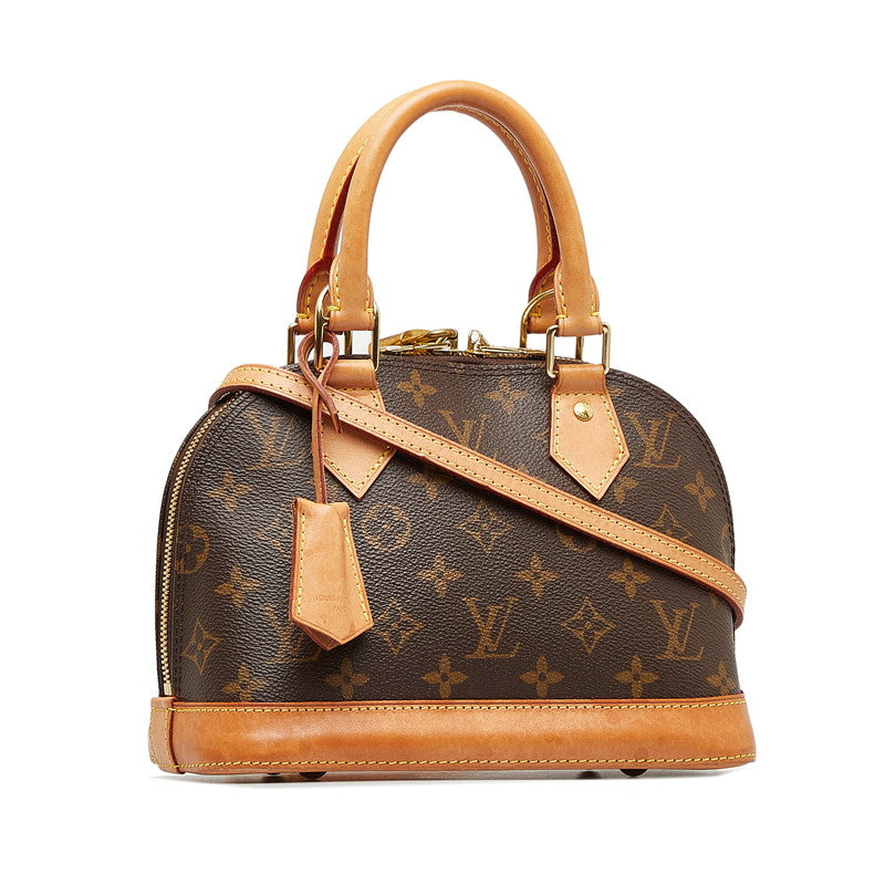 Louis Vuitton Monogram Alma BB Handbag M53152 Brown PVC Leather in Very Good Condition