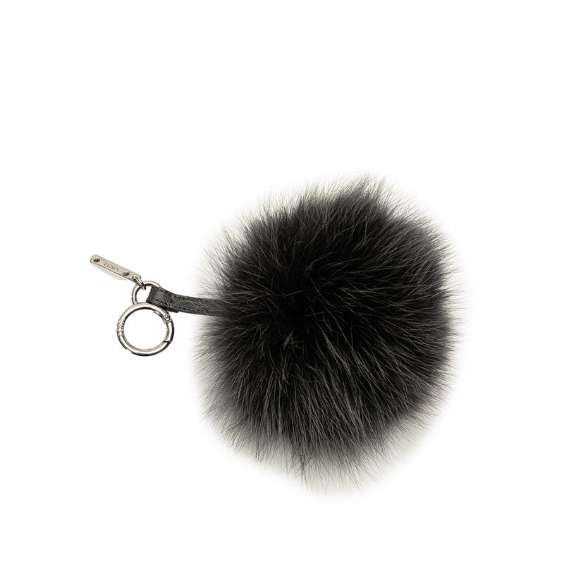 Fendi Fur Bag Charm Keychain Pom Pom Black Purple in Great Condition