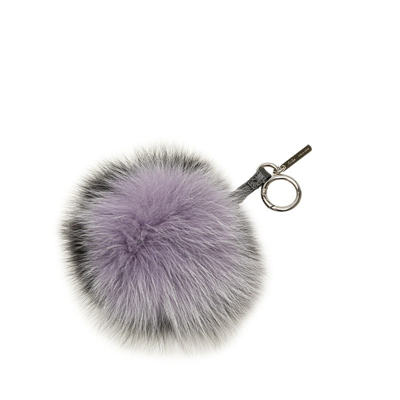 Fendi Fur Bag Charm Keychain Pom Pom Black Purple in Great Condition