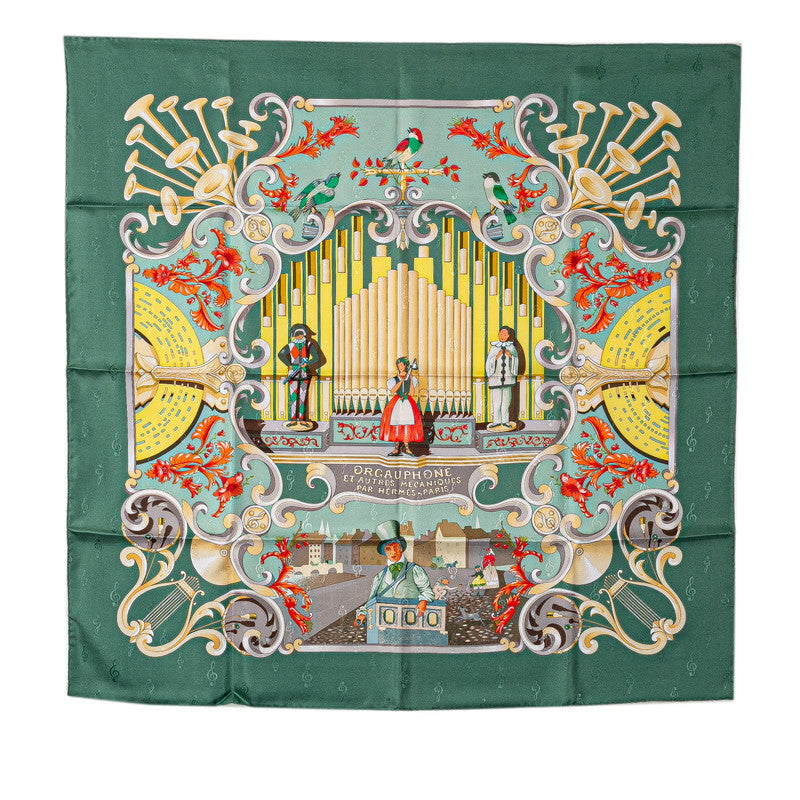 Hermes Silk Scarf 90cm x 88cm ORGAUPHONE ET AUTRES MECANIQUES Pipe Organ and Mechanical Instruments in Very Good Condition