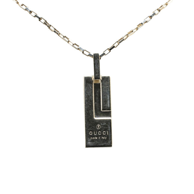 Gucci Silver Logo Plate Necklace