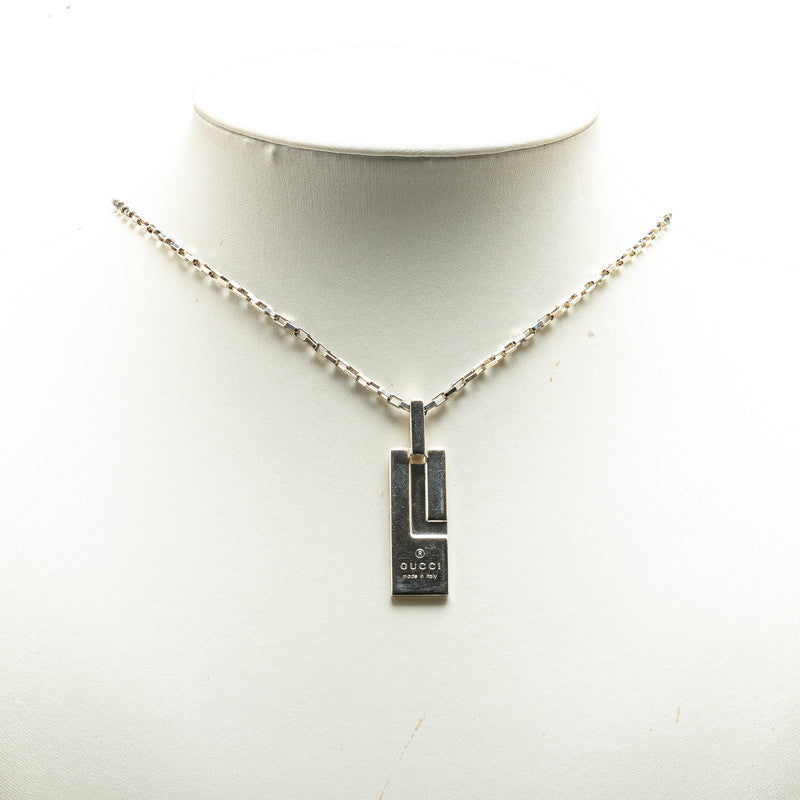 Gucci Silver Logo Plate Necklace