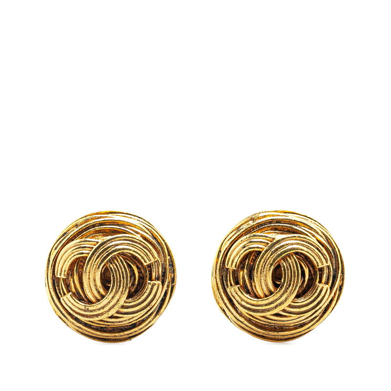 Chanel Vintage Coco Mark Motif Earrings Gold