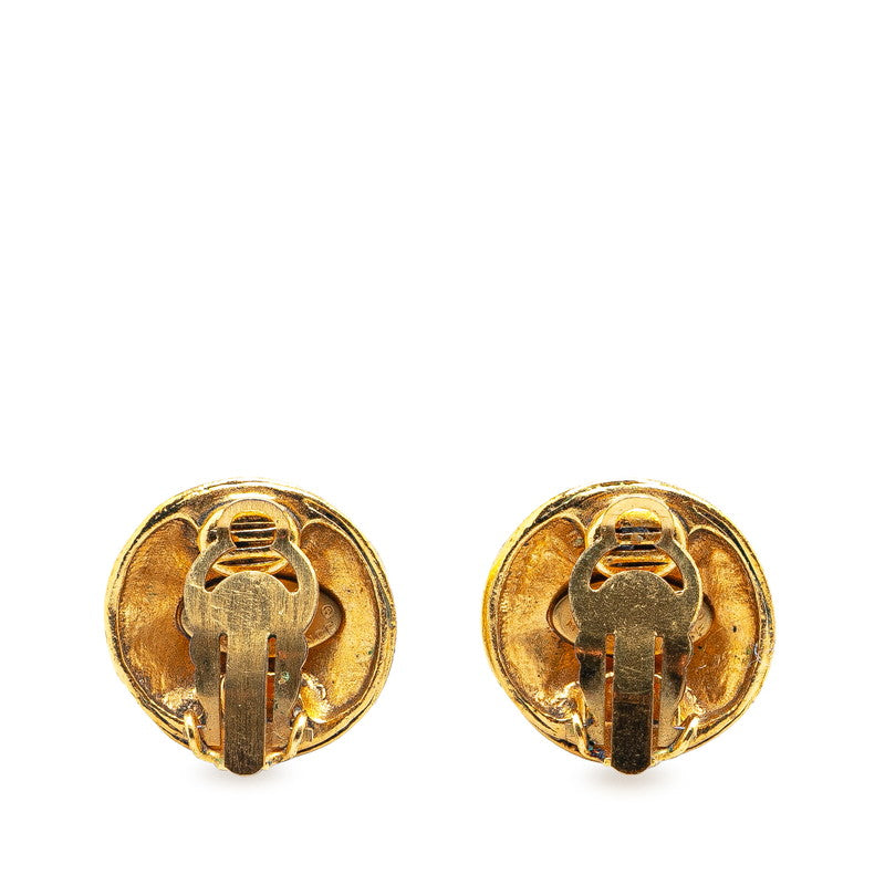 Chanel Vintage Coco Mark Motif Earrings Gold