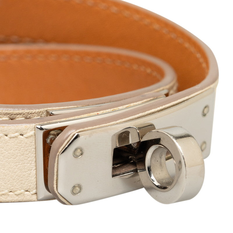 Hermes Kelly Double Tour Bracelet Ivory Leather in Very Good Condition