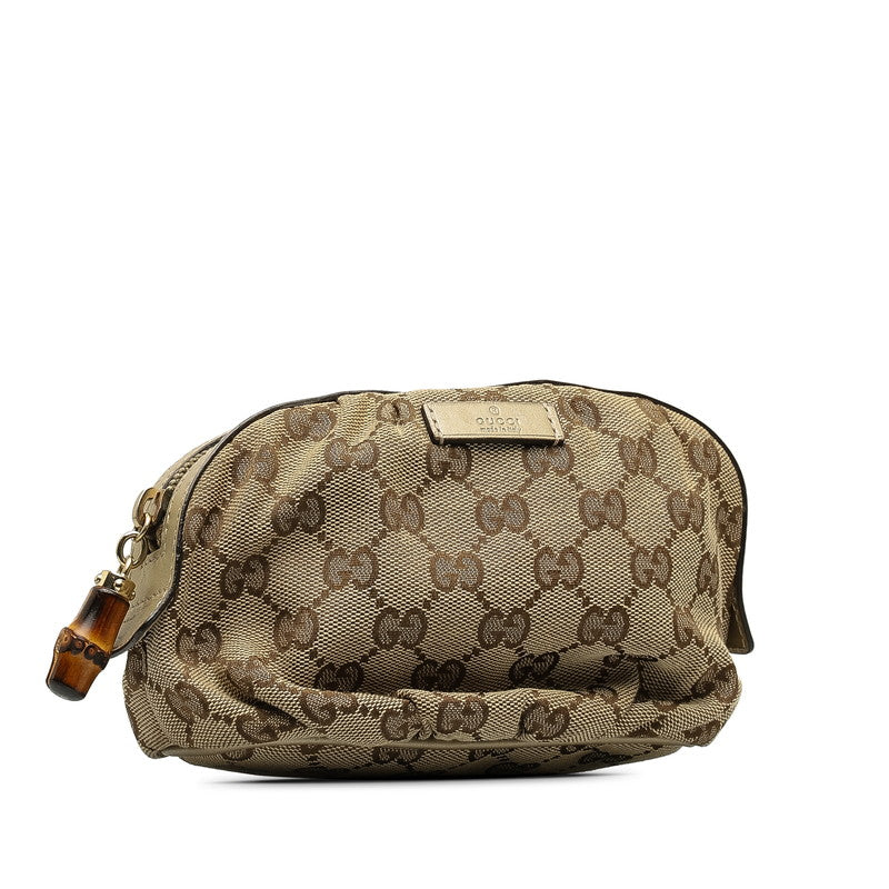 Gucci Bamboo Canvas Leather Cosmetic Pouch 246175