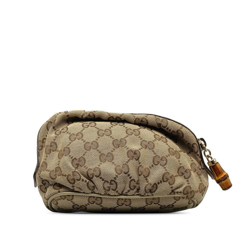 Gucci Bamboo Canvas Leather Cosmetic Pouch 246175