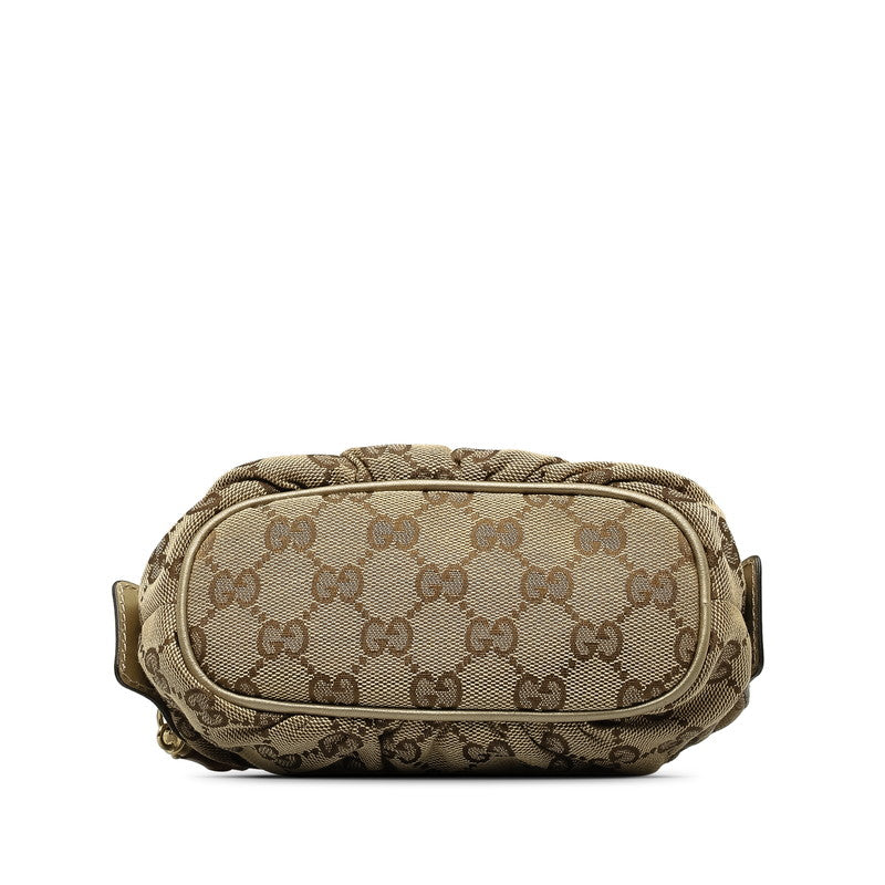 Gucci Bamboo Canvas Leather Cosmetic Pouch 246175 in Very Good Condition