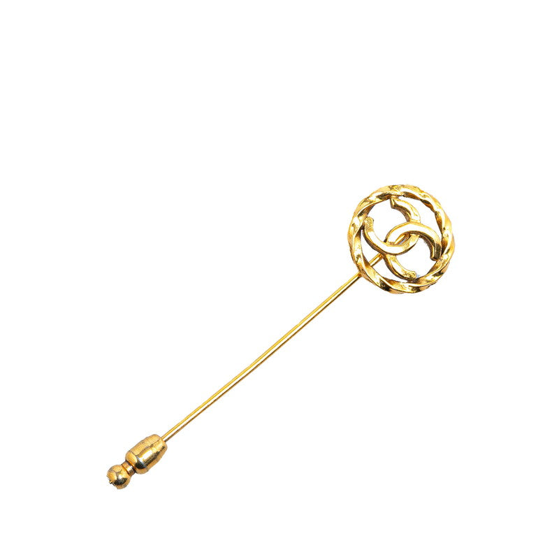 Chanel Vintage Coco Mark Brooch Gold Plated