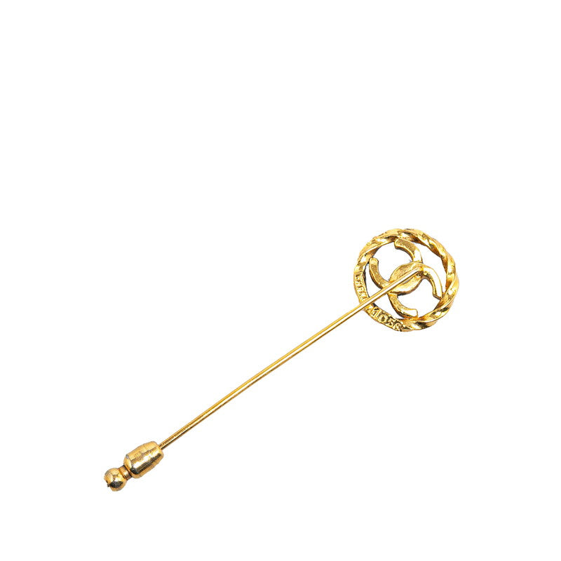 Chanel Vintage Coco Mark Brooch Gold Plated