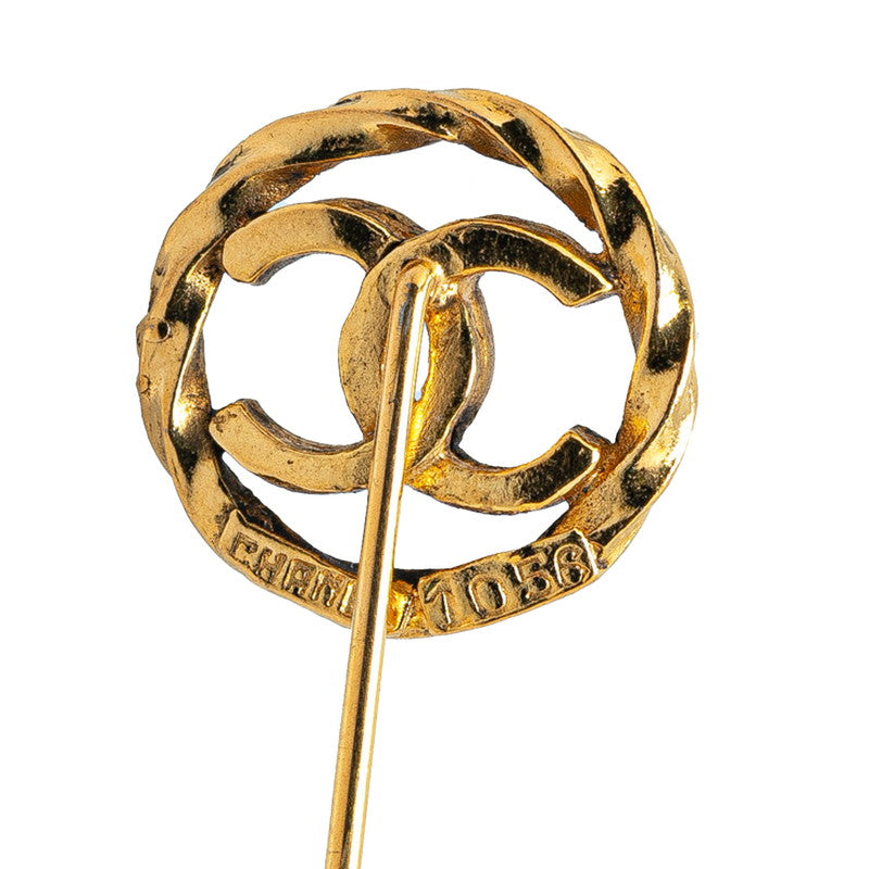 Chanel Vintage Coco Mark Brooch Gold Plated