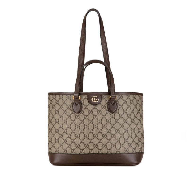 Gucci GG Supreme Tote Shoulder Bag Beige Brown in Great Condition