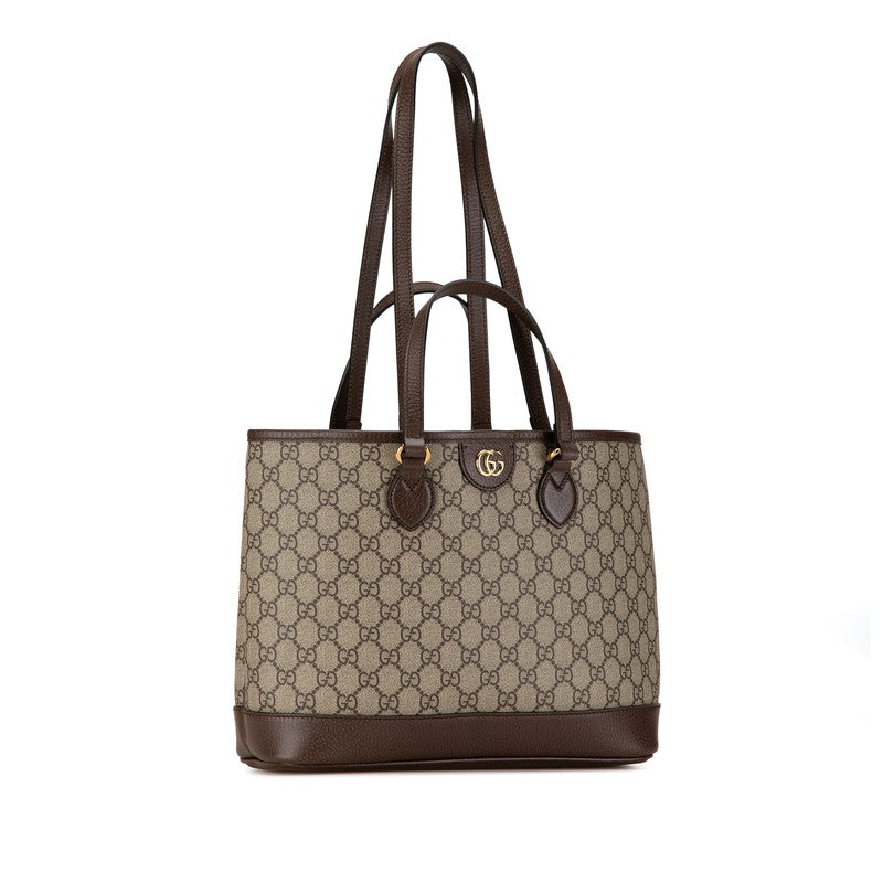 Gucci GG Supreme Tote Shoulder Bag Beige Brown in Great Condition