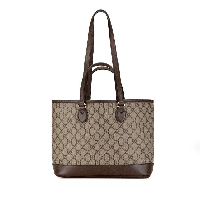 Gucci GG Supreme Tote Shoulder Bag Beige Brown in Great Condition