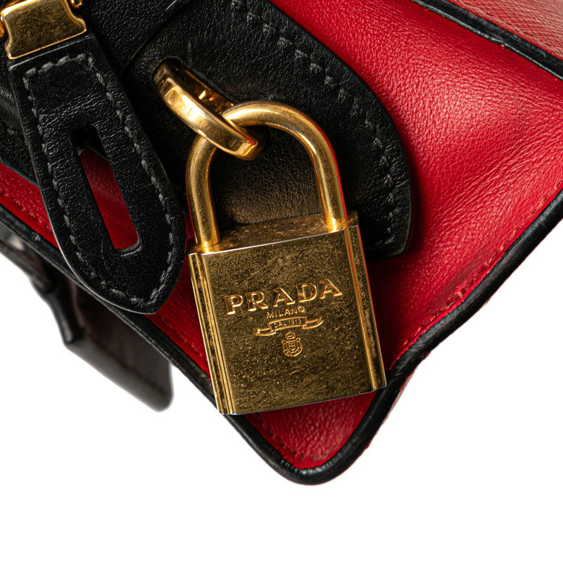 Prada Saffiano Leather Esplanade Crossbody Shoulder Bag 1BH043 in Very Good Condition