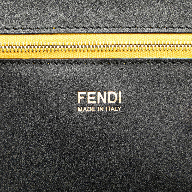 Fendi Pequin Canvas Leather Tote Bag