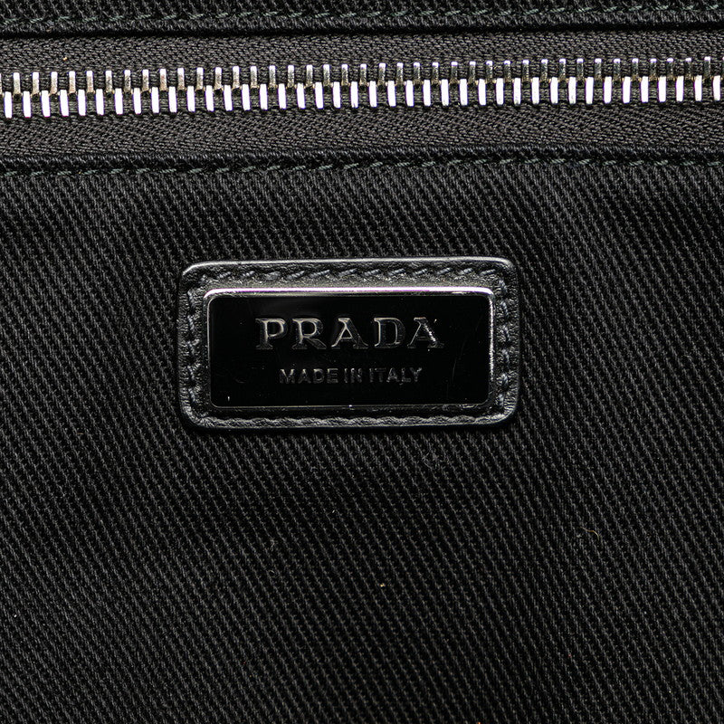 Prada Canvas Drill Triangle Logo Plate Tote Bag 2VG081