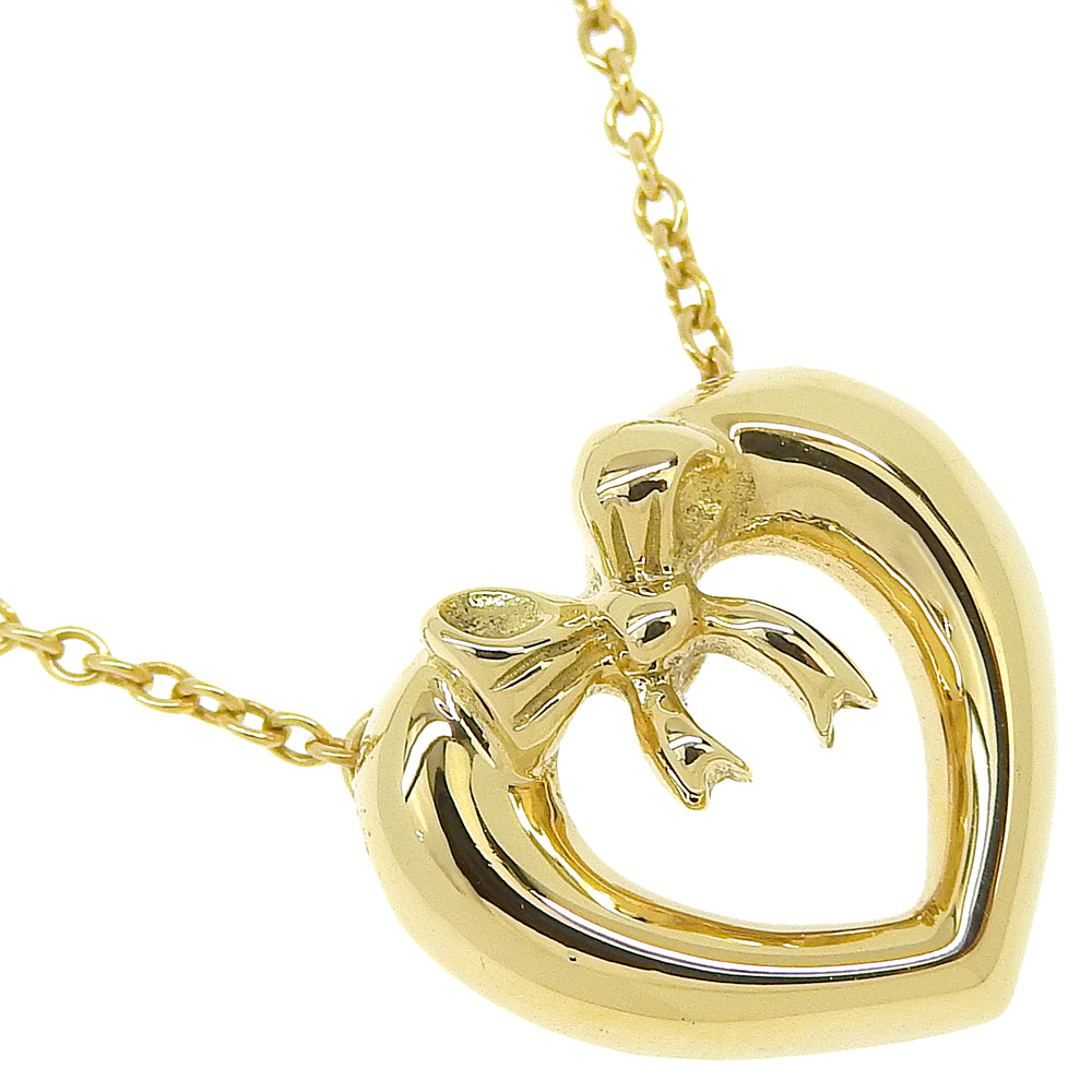 Tiffany Heart & Ribbon Necklace K18 Gold