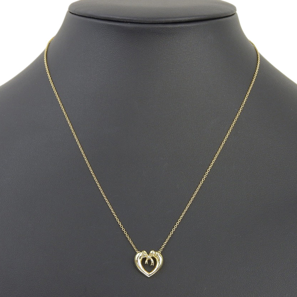 Tiffany Heart & Ribbon Necklace K18 Gold