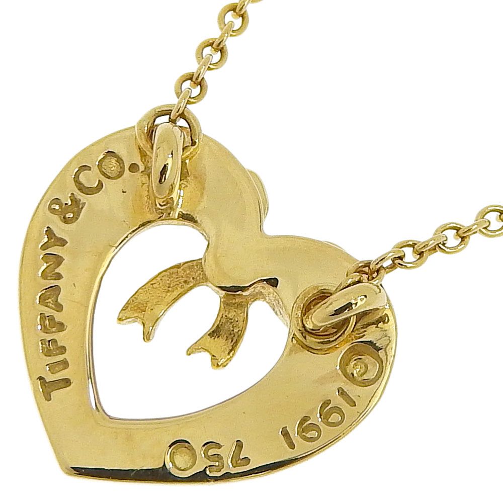 Tiffany Heart & Ribbon Necklace K18 Gold