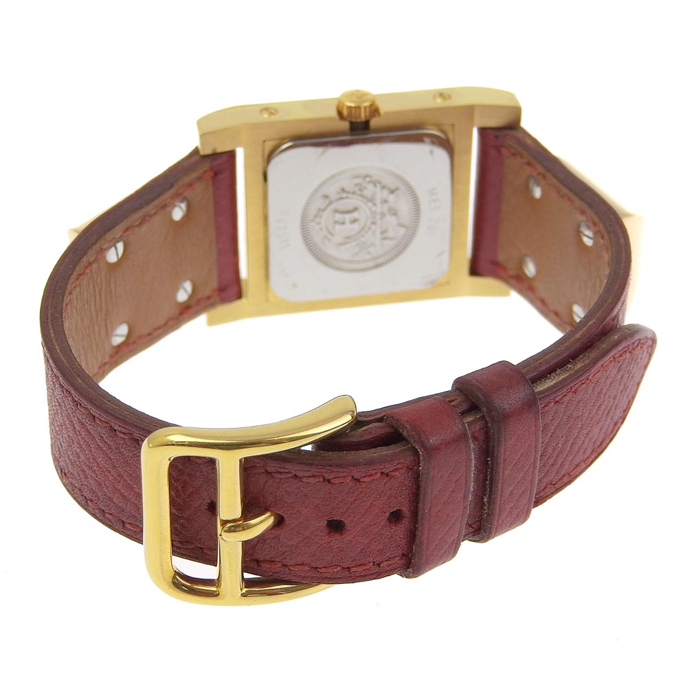 Hermes Medor Watch Gold Plated Leather Quartz