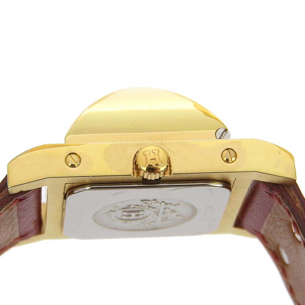 Hermes Medor Watch Gold Plated Leather Quartz