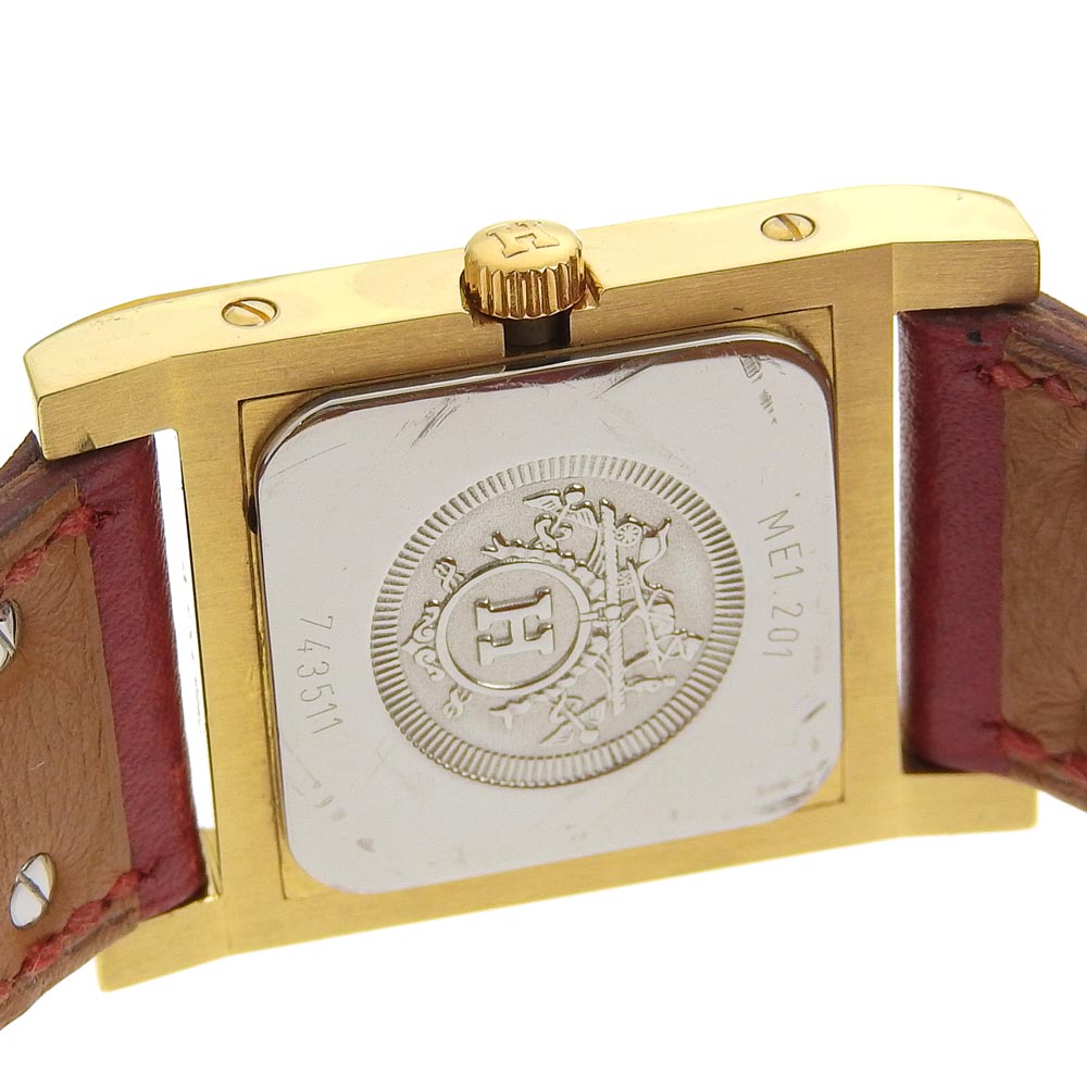 Hermes Medor Watch Gold Plated Leather Quartz