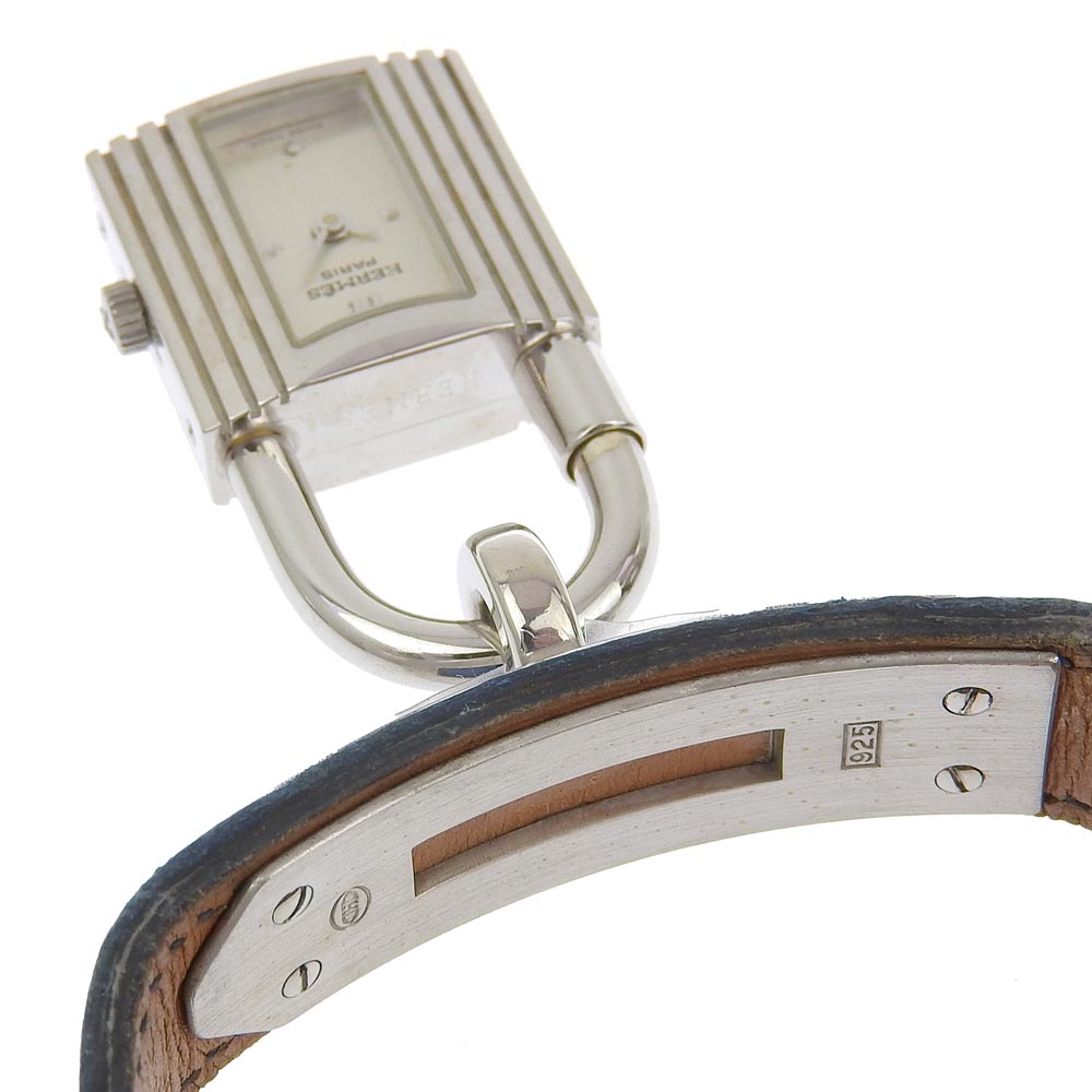 Hermes Kelly Watch Silver 925 Leather Quartz