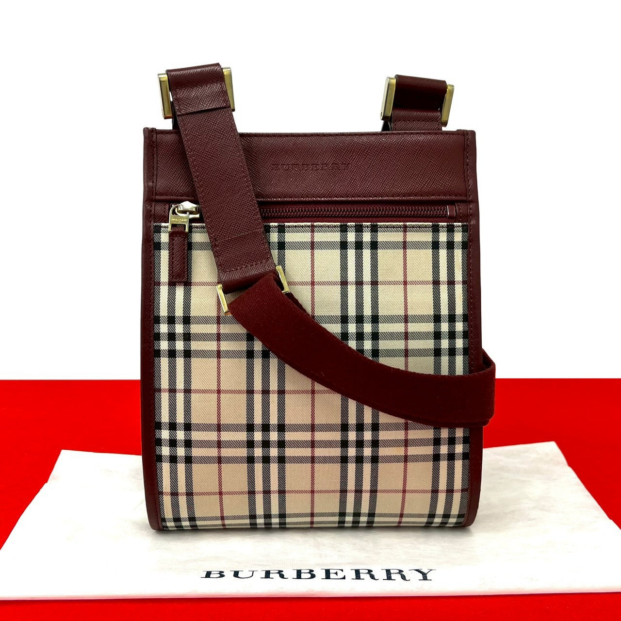 Burberry Leather Canvas Shoulder Bag