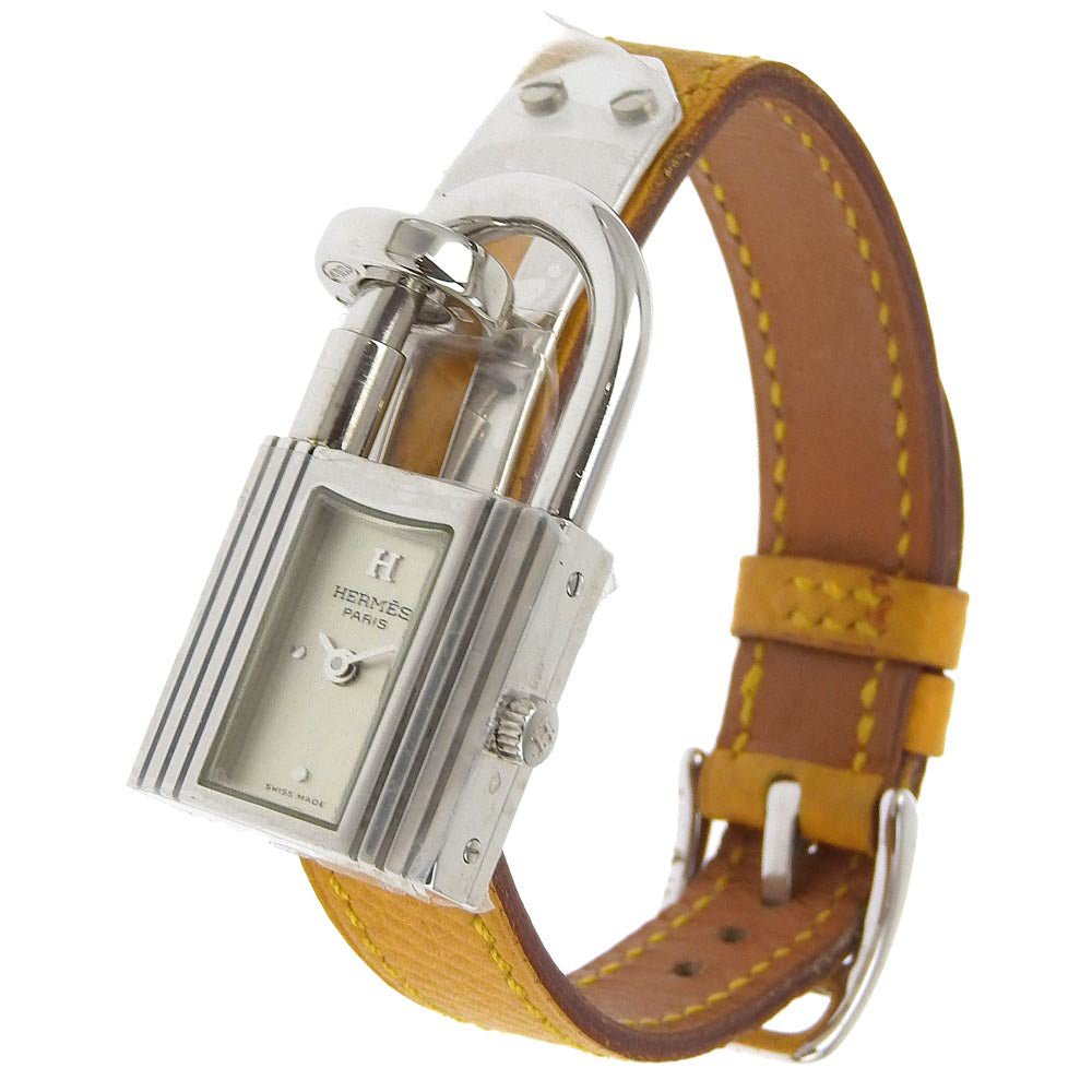 Hermes Kelly Watch Silver 925 Leather Quartz