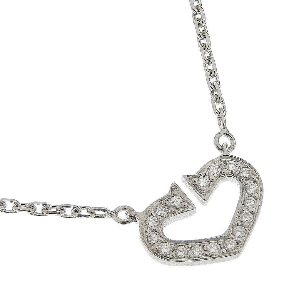 Cartier C Heart Necklace K18 White Gold Diamond