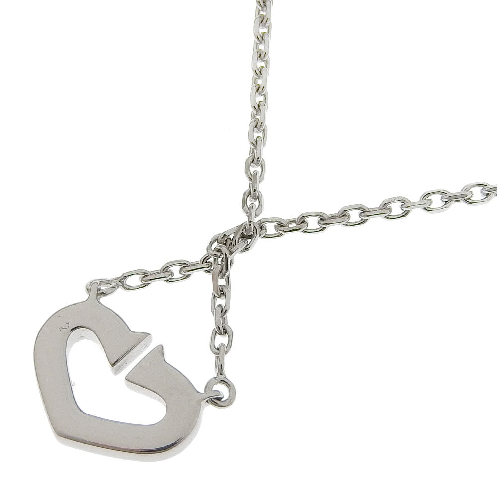 Cartier C Heart Necklace K18 White Gold Diamond